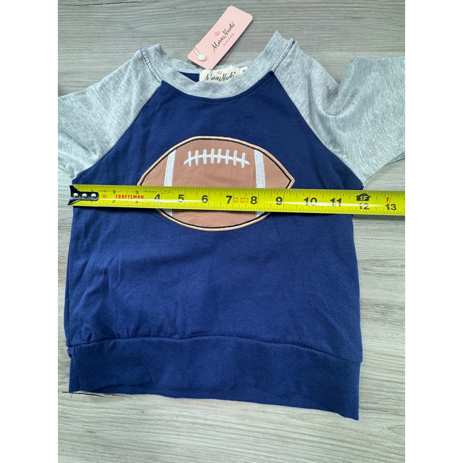 Marie Nicole Clothing Boys Navy Grey Football Raglan Long Sleeve Top 2xs Nwt — image 6 of 8